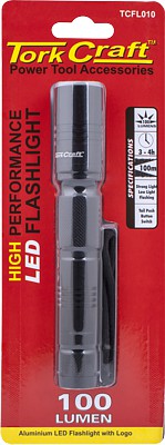 TORK CRAFT LED METAL TORCH BLACK 100LM TAKES 2 X AA BATTERIES