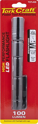 TORK CRAFT LED METAL TORCH BLACK 100LM TAKES 3 X AA BATTERIES