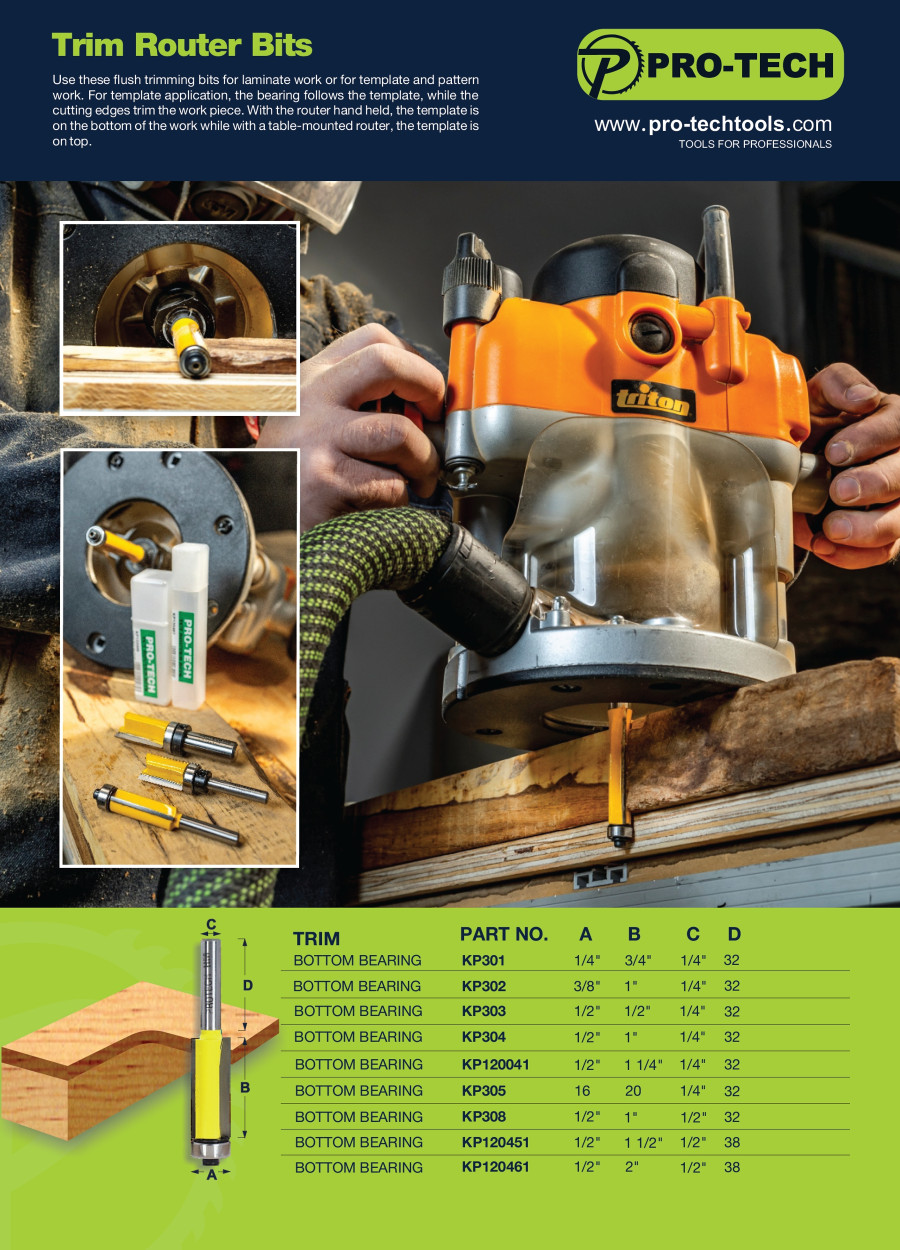 PRO-TECH Trim router bits