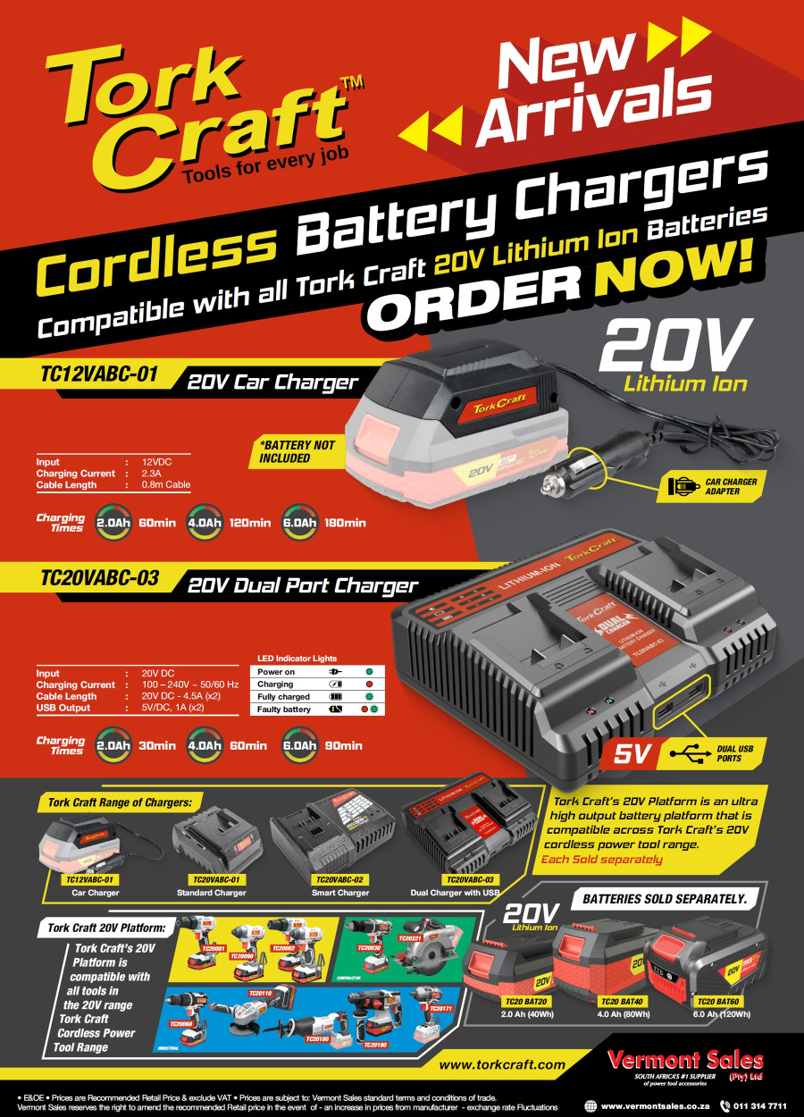 Tork Craft Cordless Battery Chargers