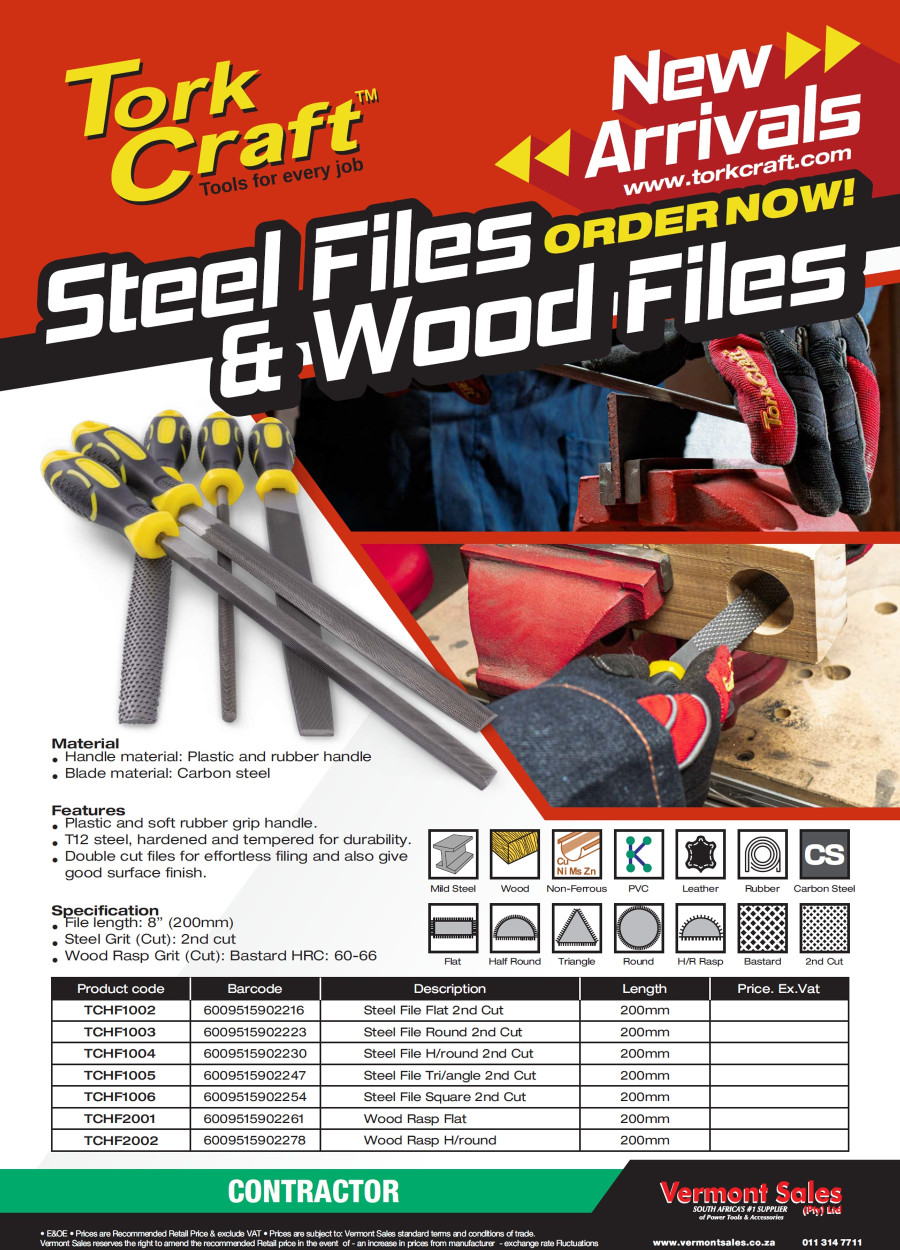 Tork Craft Steel Files and Wood Rasps